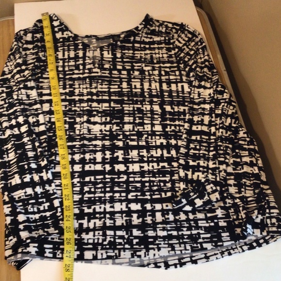 Tahari women's top black white size 2X long sleeve casual career stretch mature - Picture 8 of 12